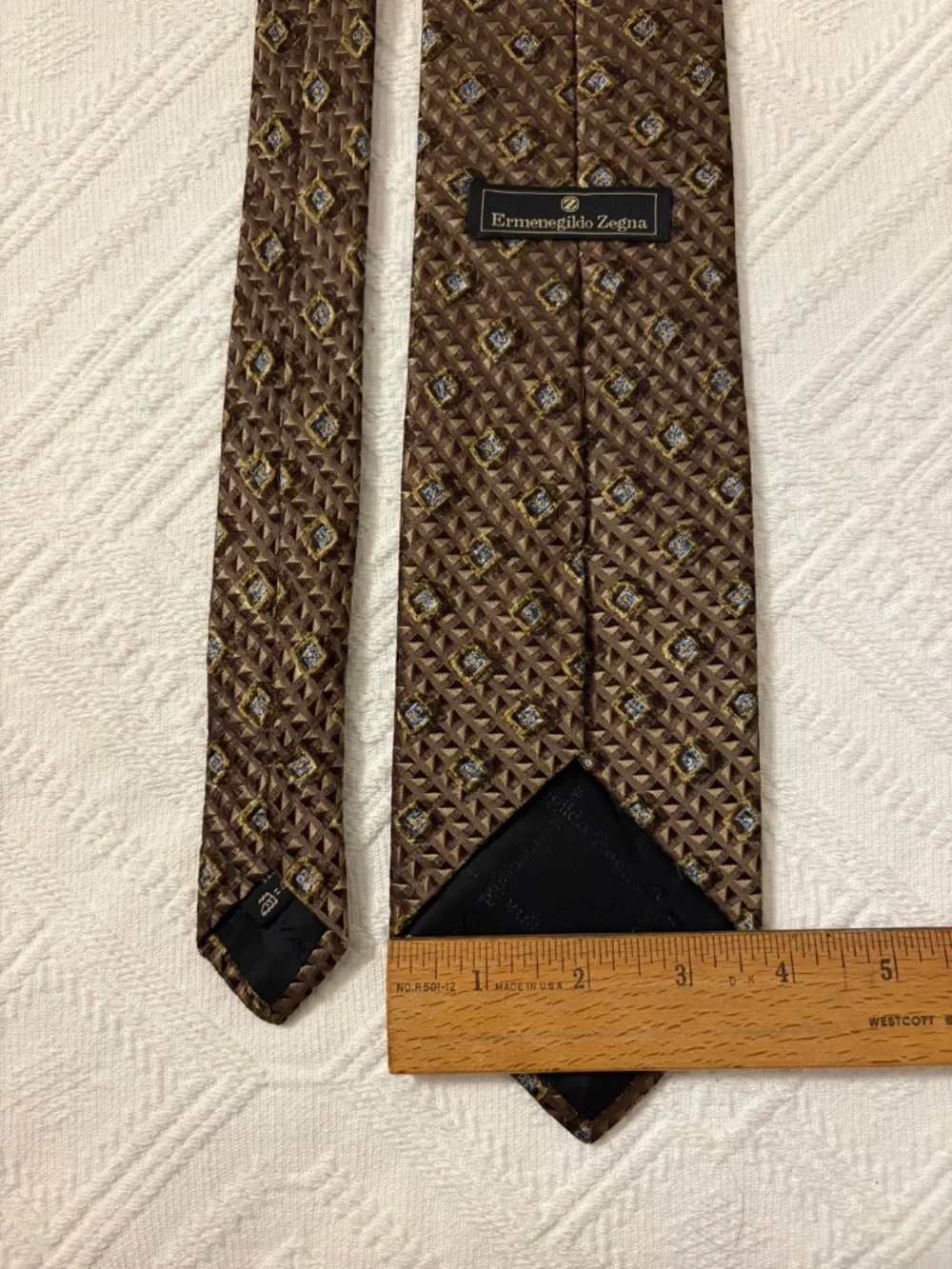 Vintage Ermenegildo Zegna Silk Geometric Necktie